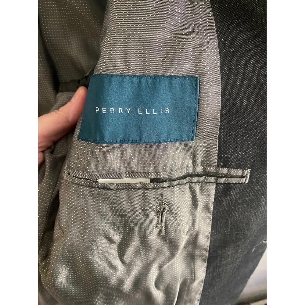 Perry Ellis Men's Slim‎ Fit Dark Gray Textured Blazer Sport Coat